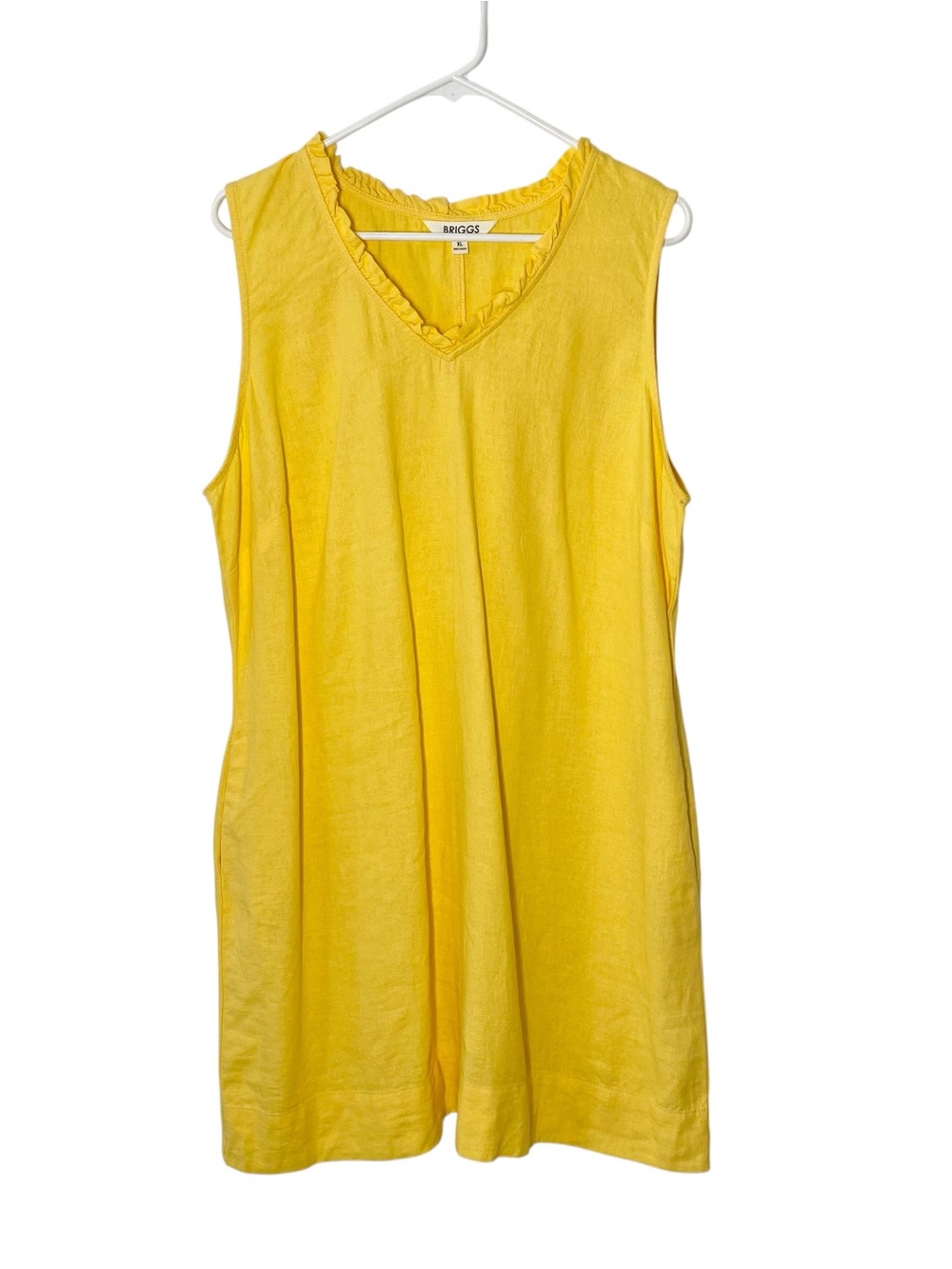 BRIGGS Linen Ruffle Neckline Shift Dress - Picture 2 of 6